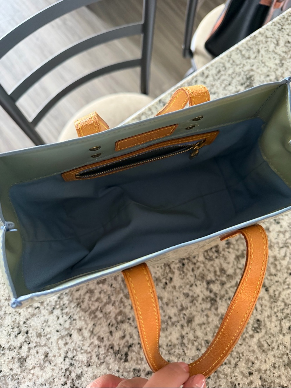 Louie Vuitton purse light metallic blue color - Picture 12 of 15